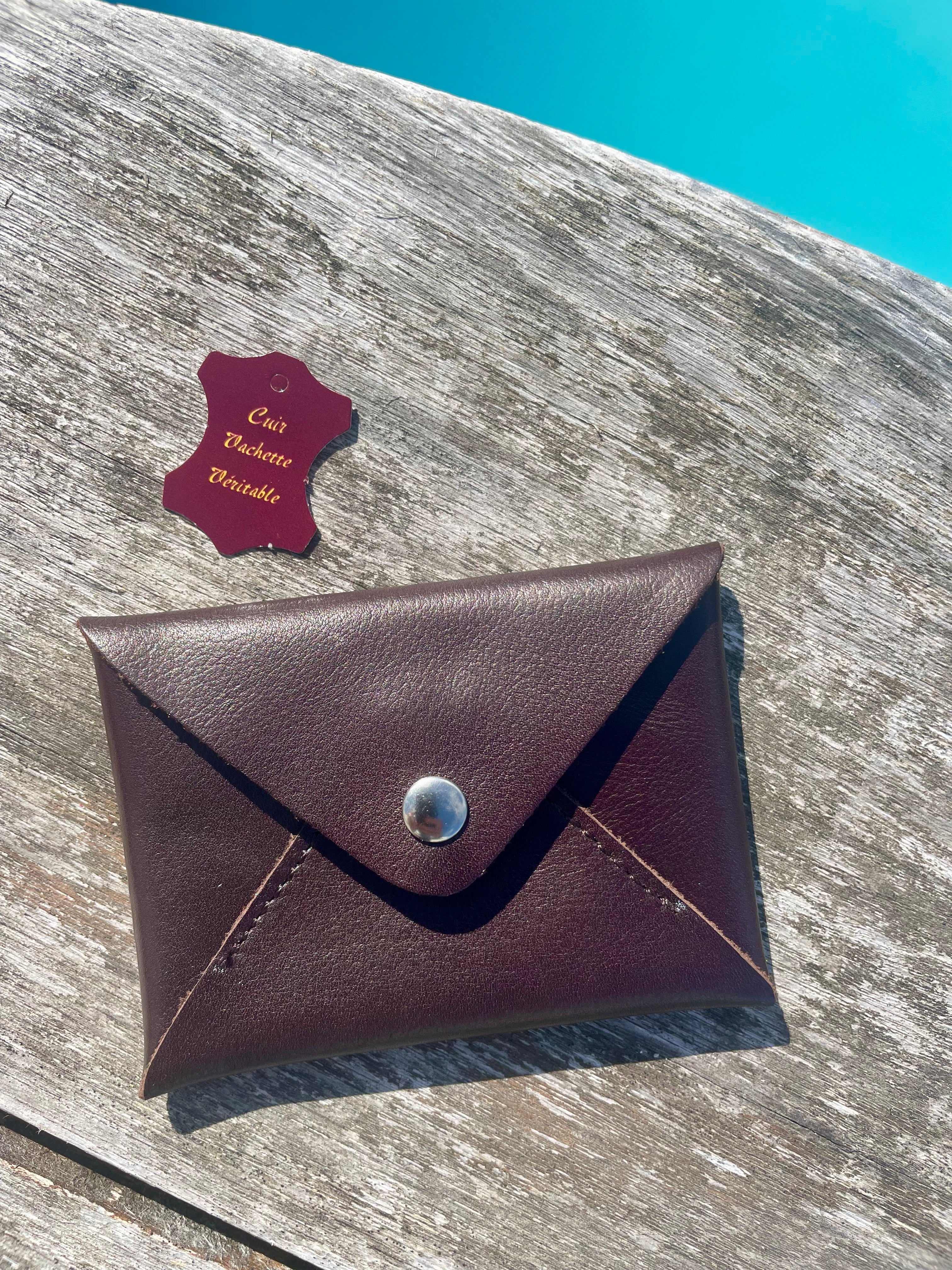 Kortpung i Ægte Læder - Dark Brown