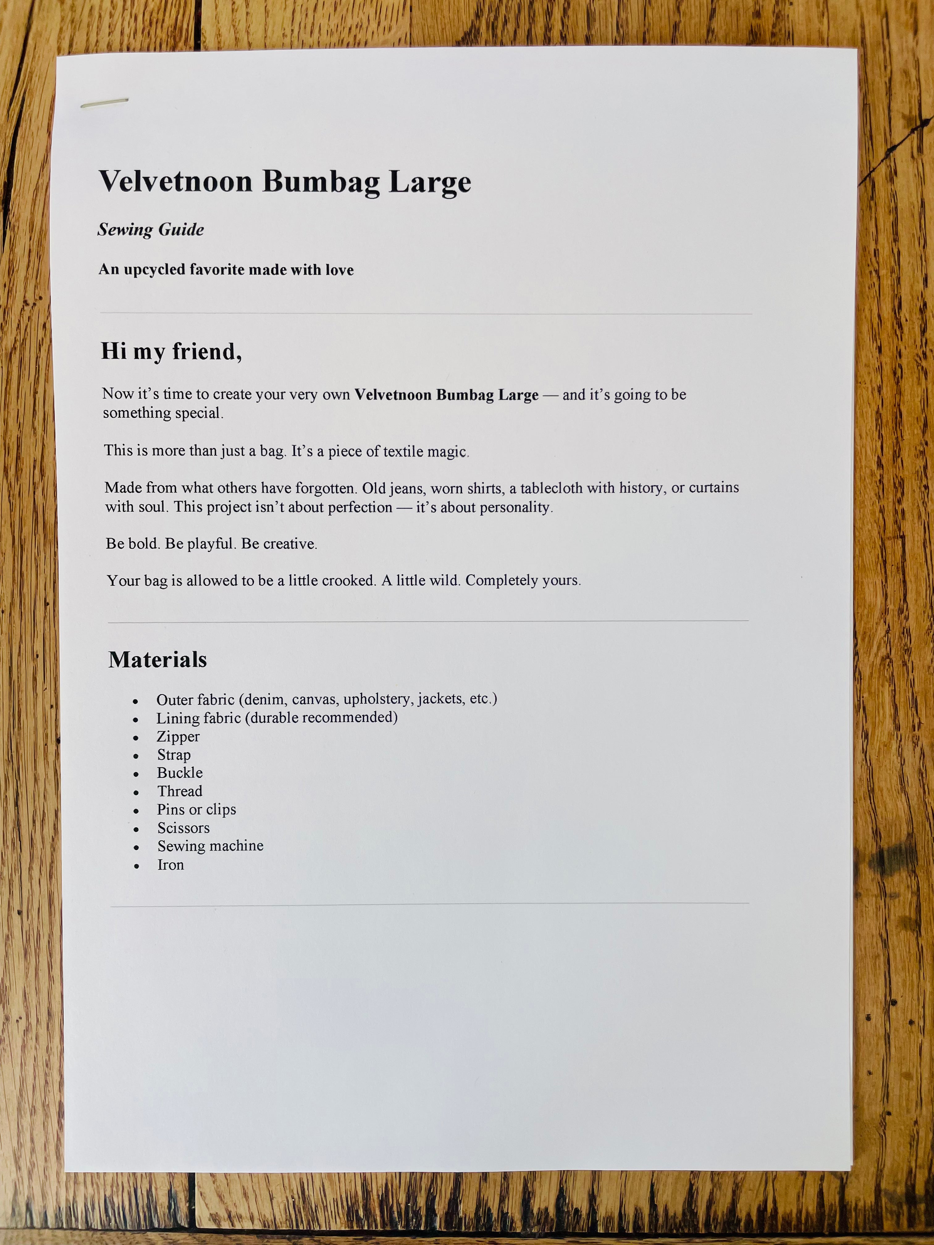ENGLISH DIY Kit Velvetnoon Bumbag Large