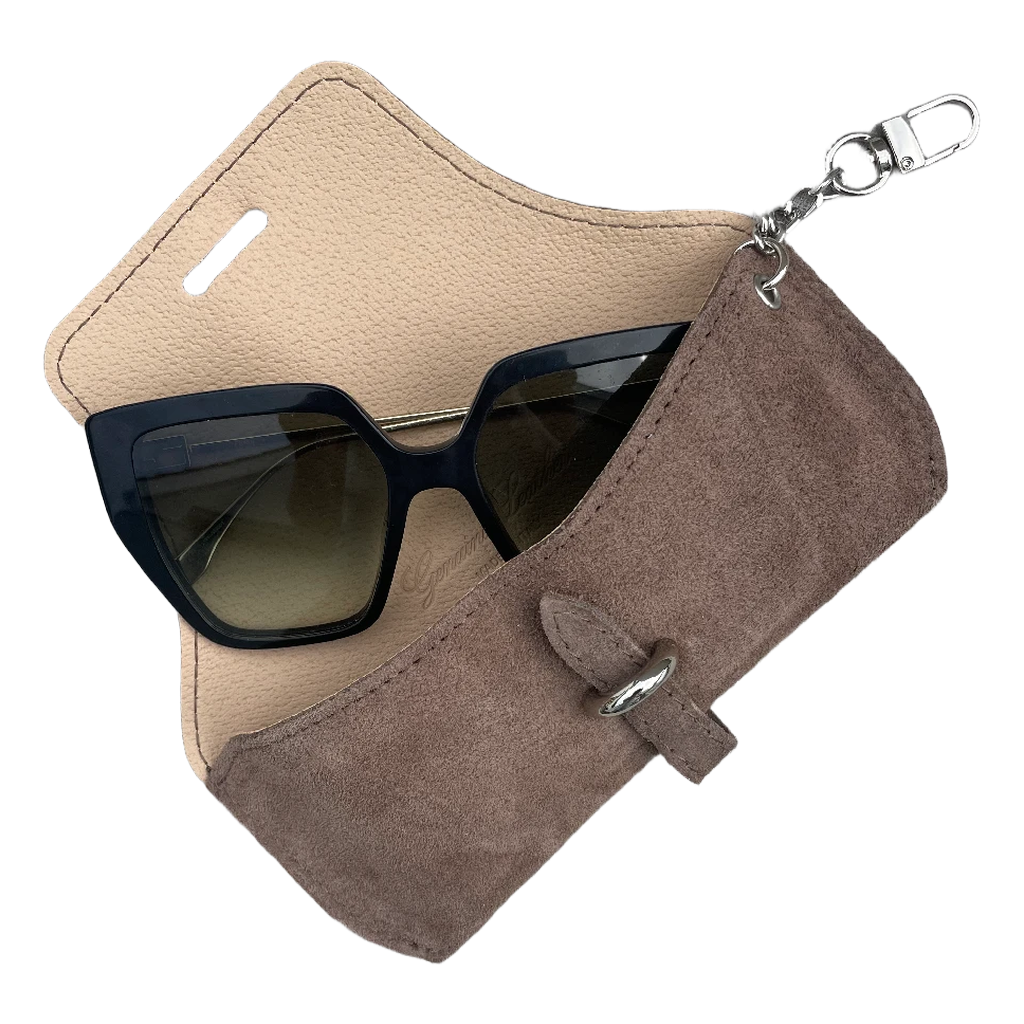 Solbrille Etui i Ægte Rusking - Taupe
